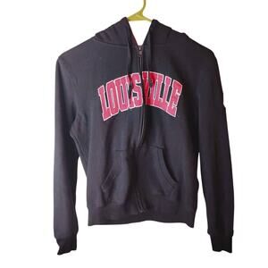 Women's Small Louisville Cardinals Sports Full Zip Hoodie Sweatshirt Black Red